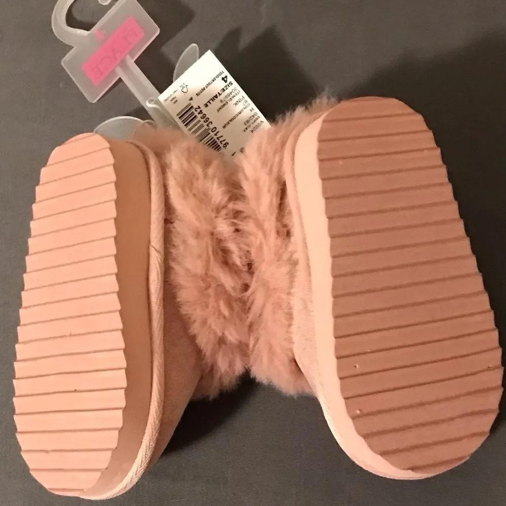 NEW - Fluffy Pink Toddler Slingback Slippers